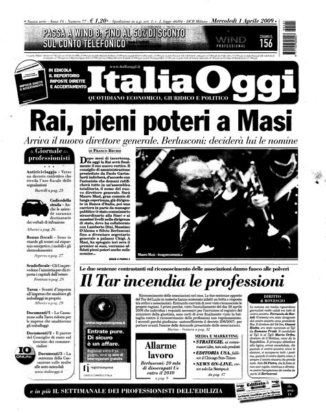 Italia oggi : quotidiano di economia finanza e politica